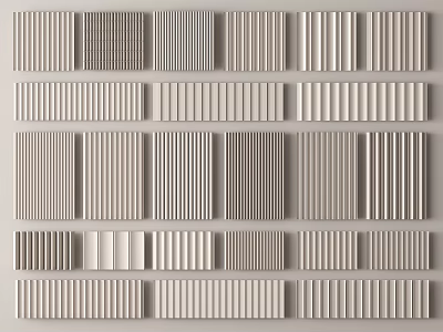 Various Wall Panel Designs With Diverse Textures And Neutral Tones 3d model