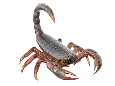 Decorative Realistic Metallic Scorpion Figurine With Detailed Claws And Tail 3d model