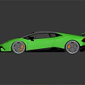 Shiny Green Aerodynamic Sports Car With Gray Stripes And Rear Spoiler