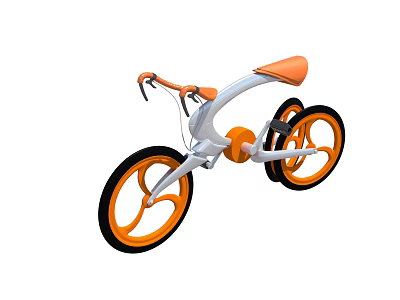 Modern Stylish Bicycle With White Frame Orange Wheels And Orange Seat 3d model