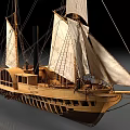 Wooden Sailboat Model With White Sails Wooden Masts And Detailed Hull Design