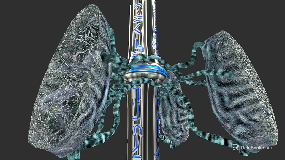 3D Rendering of Human Lungs with Bronchial Structure and Vascular Network 3d model 