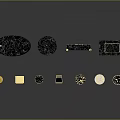 Black Marble Decorative Items With Gold Accents And Glossy Finish Furniture Pieces