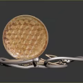 Golden Pocket Watch with Open Case and White Dial Numbers and Chain