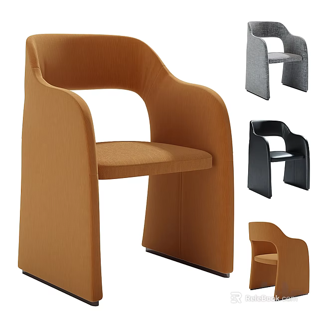 Modern Leisure Accent Chair With Curved Backrest Armrest In Orange Gray Black Colors 3d model 