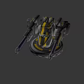 Industrial Dual Barrel Weapon With Yellow Gray Turret And Mechanical Base