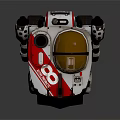 Toy Car Model Number 86 Red White Black With Transparent Cockpit And Black Front Shovel