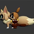 Cute Beige Brown Yellow Animal Cartoon Characters With Big Ears Green Eyes And Open Arms