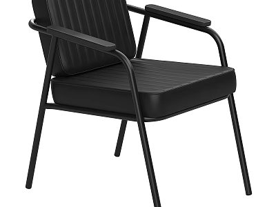Modern Single Accent Chair With Black Leather Seat And Metal Armrests Frame Design 3d model