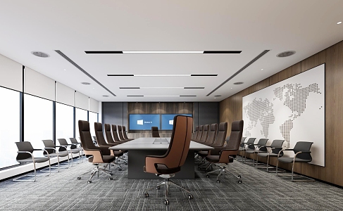 Meeting room, conference table, ceiling sound 3d model