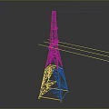 Modern Golden Steel Power Tower With Overhead Power Lines And Grid Structure