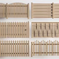 Different Wooden Fence Designs With Picket Slat And Patterned Panel Styles 3d model