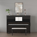 Modern Piano Accessories Ornaments Musical Instruments Decorative Painting Piano Stool 3d model