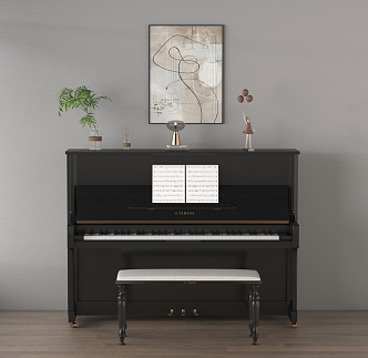 Modern Piano Accessories Ornaments Musical Instruments Decorative Painting Piano Stool 3d model