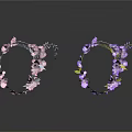 Hanging Pink And Purple Flowers With Long Trailing Blooms On Dark Background