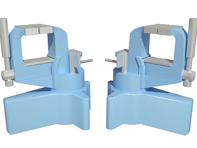 Blue Industrial Equipment Fixtures With Adjustable Clamps Symmetrical Design And Base Structure 3d model