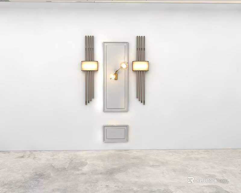 Modern Wall Lamps With Mirror On White Minimalist Interior Wall Design 3d model 