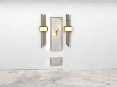 Modern Wall Lamps With Mirror On White Minimalist Interior Wall Design 3d model