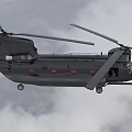 Military Helicopter Flying In The Sky With Clouds 3d model
