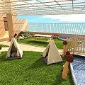 Kindergarten Indoor Playground With Grass Bridge Stream And Picnic Area