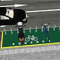 Roadside Bicycle Parking Facility Design With Green Surface Yellow Border And Racks 3d model