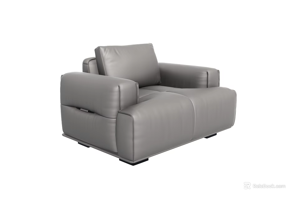 Modern Gray Leather Single Sofa With Sleek Design And Comfortable Upholstery 3d model