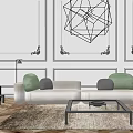 Modern Double Sofa Home Combination Sofa Floor Lamp 3d model