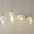 Stylish Modern Pendant Lights Hanging With White Shades And Transparent Glass In Interior Design