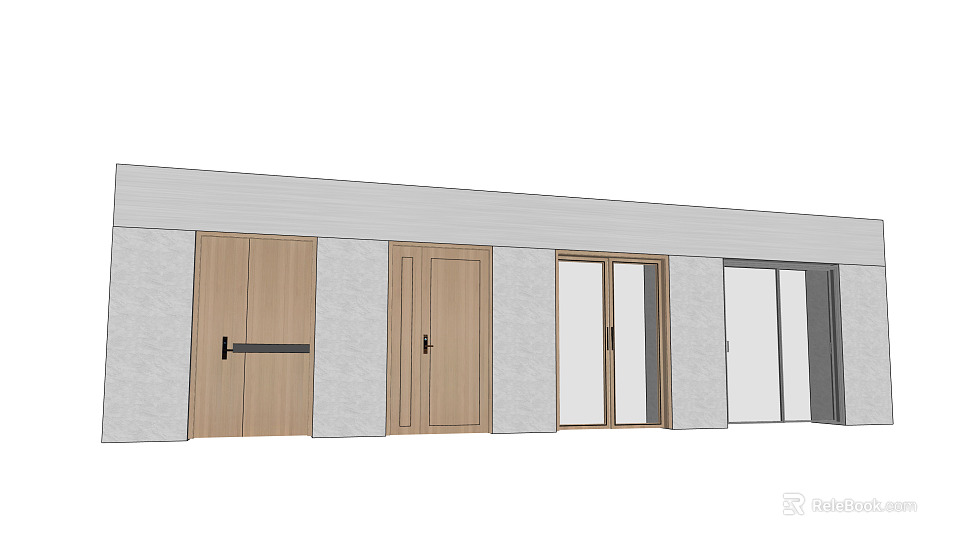 Modern Double Door Design Featuring Main And Secondary Leaves For Home Interior 3d model 