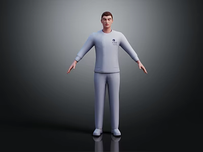 Man In Gray Tracksuit Full Body With Arms Outstretched Posing On Dark Background 3d model