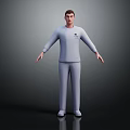 Man In Gray Tracksuit Full Body With Arms Outstretched Posing On Dark Background
