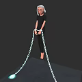 Woman Standing On Platform Bound By Chains With Glowing Light At End 3d model