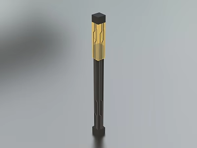 Modern Black Column Outdoor Light with Yellow Light Panel for Garden Path 3d model