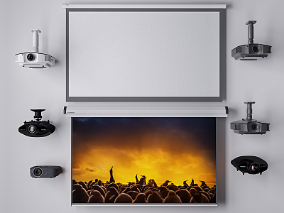 Modern projector screen combination 3d model