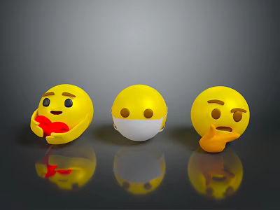 Game And Movie Characters Featuring Yellow Emoji With Heart Mask And Thinking Expressions 3d model