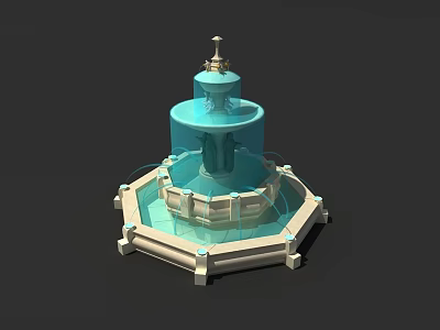 Blue Multi tiered Garden Decorative Fountain With Octagonal Base And Ornamental Top 3d model