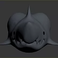 Cartoon Shark 3D Model with White Color and Simple Aquatic Animal Design
