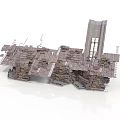 Intricate Industrial Structure Model Featuring Metal Frames Tower Sections And Interconnected Layers