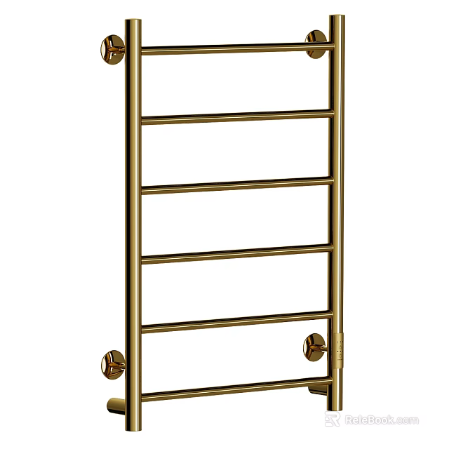 Wall Mounted Golden Bathroom Towel Rack With Multiple Tiers For Organization 3d model 