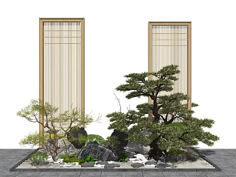 New Chinese style landscape sketch landscape sketch courtyard landscape stone 3d model