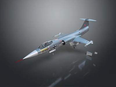 Gray Jet Aircraft Model Featuring Cockpit Landing Gear And Tail Fin 3d model