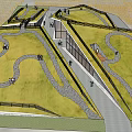 Green Roof Museum Building With Curved Pathways And Landscape Design