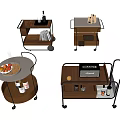 Modern Trolley Movable Trolley Movable Trolley Storage Rack Side Corner Timber Rectangular 3d model