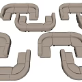 Beige Curved Sectional Sofa With Modular Design And Various Configurations