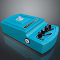 Blue Computer Audio Effects Pedal With Control Knob And Black Switches