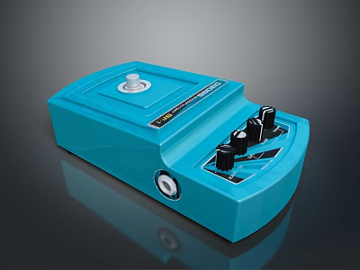 Blue Computer Audio Effects Pedal With Control Knob And Black Switches 3d model