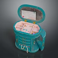 Open Turquoise Jewelry Box With Drawers Mirror And Assorted Jewelry