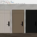 Light Beige Brown Dark Gray Swing Doors With Wooden Texture Black Handles Electronic Locks
