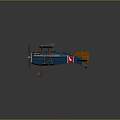 Vintage Blue Biplane Passenger Plane Model With Red Insignia And Classic Design Details