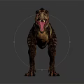 Ferocious Tyrannosaurus Rex Dinosaur With Open Mouth And Striped Body